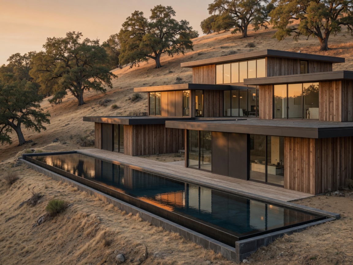 Cedar Slope hillside house and pool